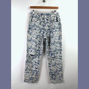 Nordstrom  Womens High Rise Marbled Pattern Straight Leg Distressed Jeans